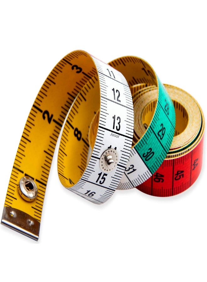 Jasol Tape Measure Measuring Tape for Body Fabric Sewing Tailor Cloth Knitting Home Craft Measurements,60-Inch/150-Cm Soft Multicolor Tape Measure, Tape Set with Snap Button Closure,dual Sided - Image 1